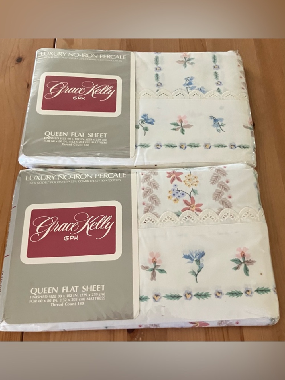 NEW Grace Kelly GPK Lot of 2 Queen Flat Sheets- Vintage No Iron Percale